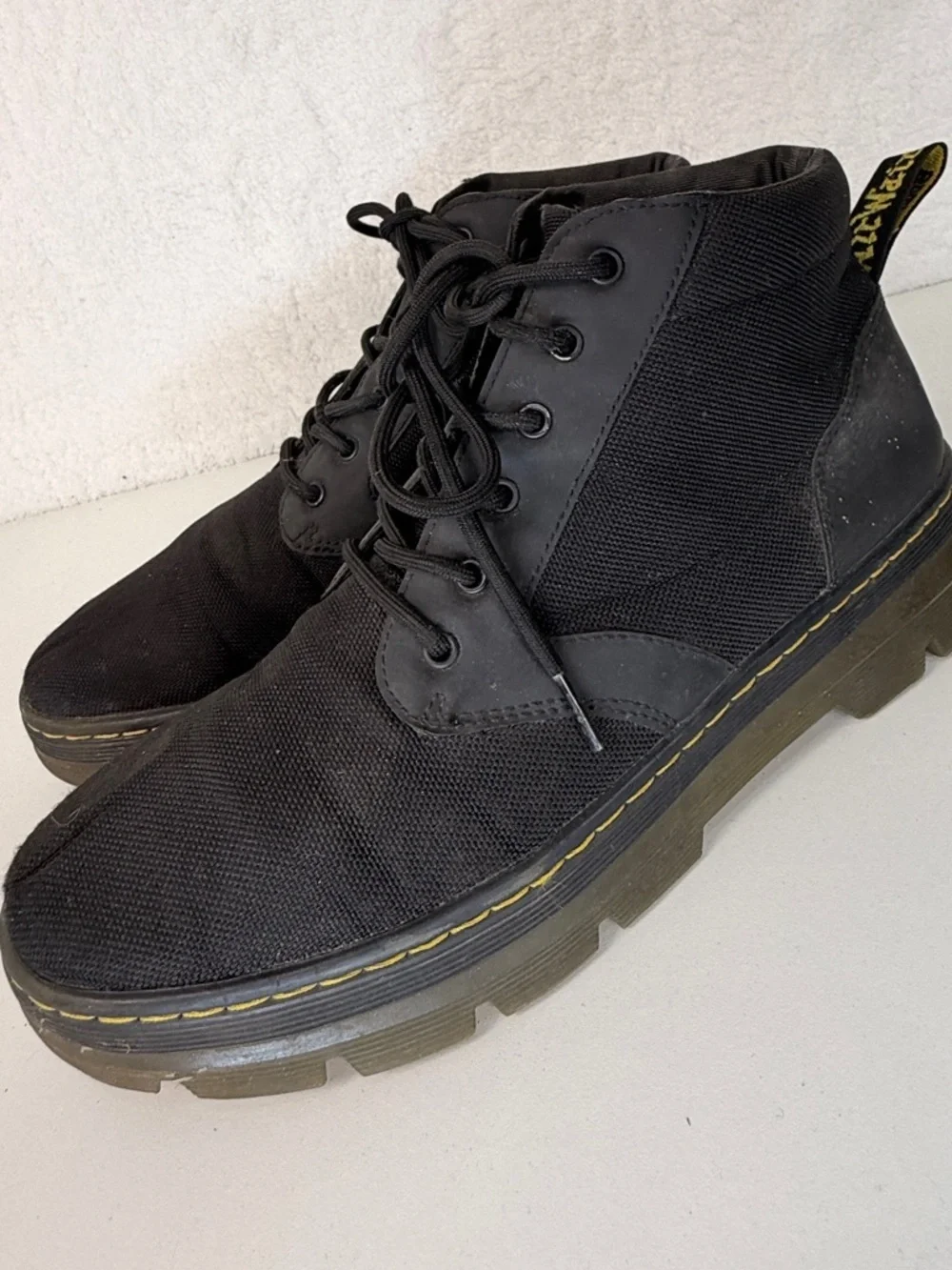Dr Martens Bonny Boots Black Canvas Lace Up Chunky Sole Mens 11 Doc Martins